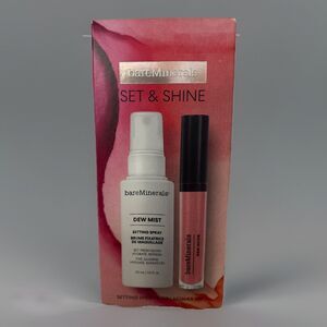 Bare Minerals Set & Shine Dew Mist Makeup Setting Spray & Lip Lacquer Duo *NEW*